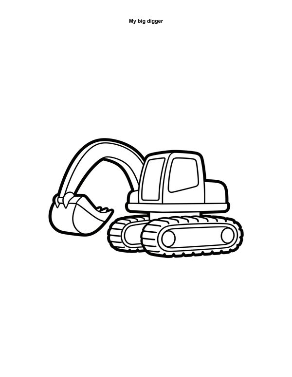 A digger colouring page