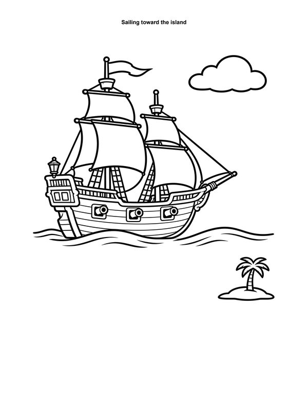 A pirate ship colouring page