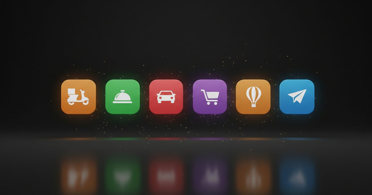 The six NeverSpend Chronicles apps — NeverFeeds, NeverStay, NeverHire, NeverShop, NeverExperience and NeverFly
